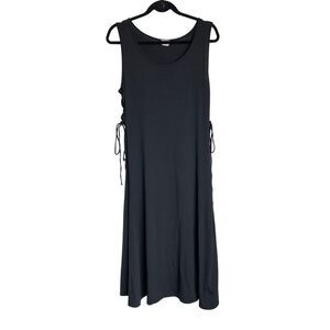 Chico's Dress Womens Size 1 | 8 Black Sleeveless A-Line Midi Scoop Neck Side Tie